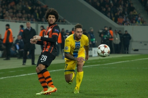 ЛЧ-2014/15. Шахтер Д - БАТЭ - 5:0. Тайсон и Андрей Яковлев. Фото - fcbate.by